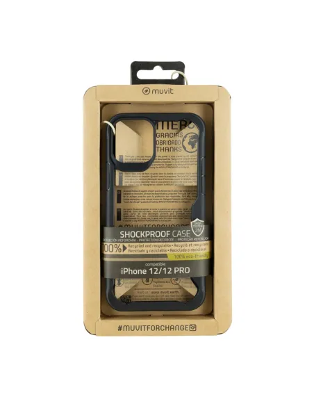 Funda muvit shockproof 2m para apple iphone 12 - 12 pro transparente - negra