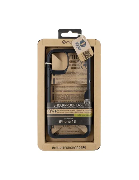 Funda muvit shockproof 2m para apple iphone 13 transparente - negra