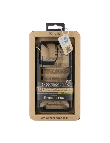 Funda muvit shockproof 2m para apple iphone 13 pro transparente - negra