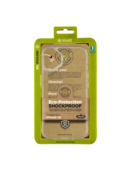 Funda muvit shockproof 2m para apple iphone 16 transparente
