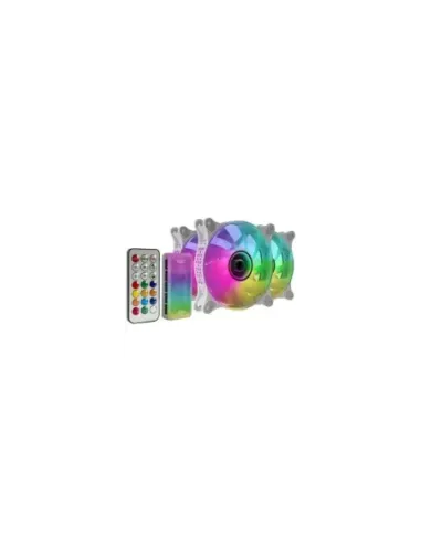 Pack 3 Ventiladores Mars Gaming MF-3DKITW/ 12cm + HUB + Mando a Distancia/ ARGB/ Blanco