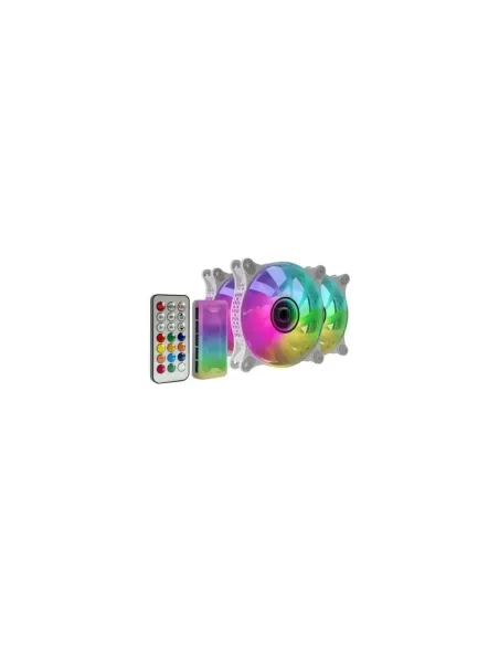 Pack 3 Ventiladores Mars Gaming MF-3DKITW/ 12cm + HUB + Mando a Distancia/ ARGB/ Blanco