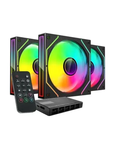 Ventilador caja mars gaming mf3dprokit argb 3x120mm negro + hub rf remote