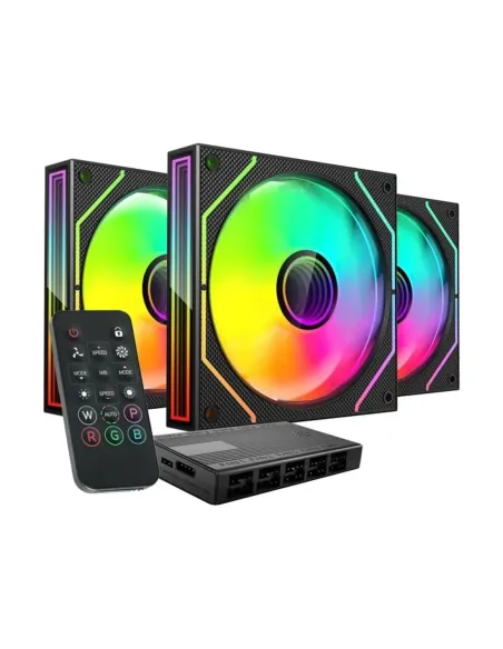 Ventilador caja mars gaming mf3dprokit argb 3x120mm negro + hub rf remote