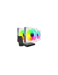 Pack 3 Ventiladores Mars Gaming MF-3DPROKIT/ 12cm + HUB + Mando a Distancia/ ARGB/ Blanco