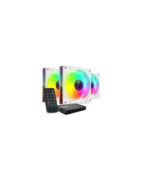 Pack 3 Ventiladores Mars Gaming MF-3DPROKIT/ 12cm + HUB + Mando a Distancia/ ARGB/ Blanco