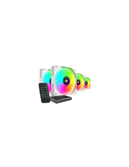 Pack 4 Ventiladores Mars Gaming MF-SI4KIT/ 12cm + HUB + Mando a Distancia/ ARGB/ Blancos