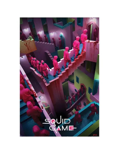 Poster el juego del calamar escaleras & esbirros enmascarados