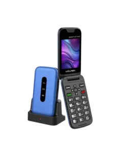 Telefono movil volfen nexo flip max tipo concha azul base de carga