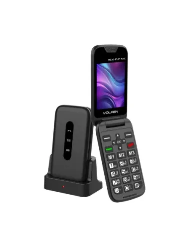 Telefono movil volfen nexo flip max tipo concha negro base de carga