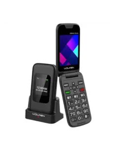 Telefono movil volfen orion dual max tipo concha negro base de carga