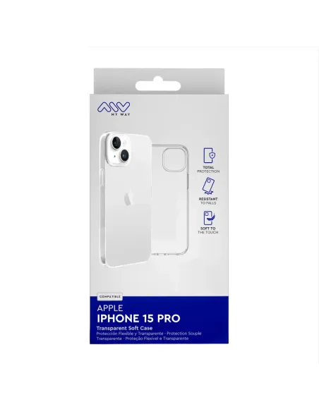 Carcasa myway para apple iphone 15 pro transparente