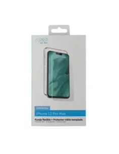 Carcasa myway para apple iphone 13 pro max transparente + protector pantalla cristal templado