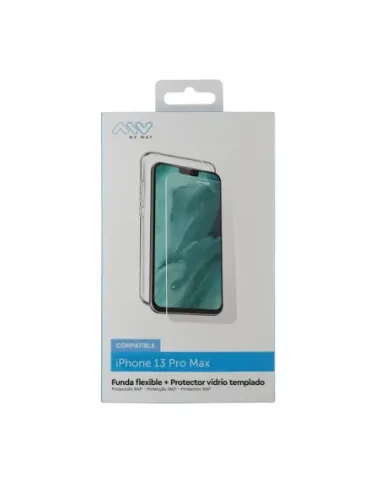 Carcasa myway para apple iphone 13 pro max transparente + protector pantalla cristal templado