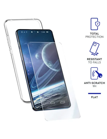 Carcasa myway para apple iphone 14 pro transparente + protector pantalla cristal templado