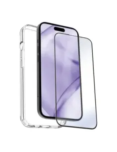 Carcasa myway para apple iphone 15 pro transparente + protector pantalla cristal templado