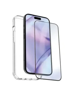 Carcasa myway para apple iphone 15 plus transparente + protector pantalla cristal templado