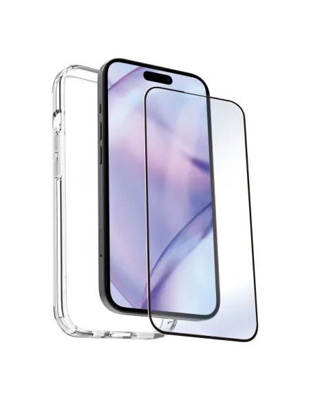 Carcasa myway para apple iphone 15 plus transparente + protector pantalla cristal templado