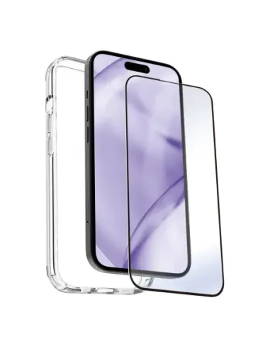 Carcasa myway para apple iphone 15 pro max transparente + protector pantalla cristal templado