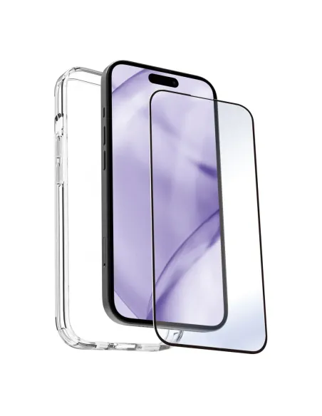 Carcasa myway para apple iphone 15 pro max transparente + protector pantalla cristal templado