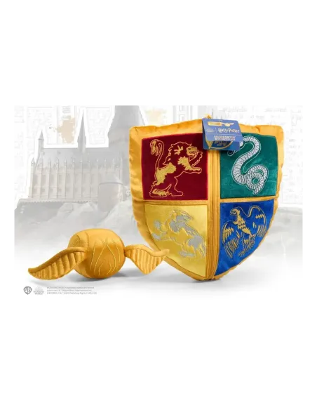 Peluche the noble collection harry potter escudo hogwarts y snitch dorada