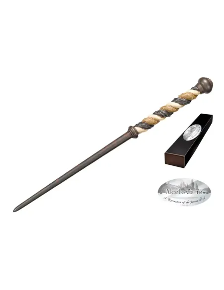 Replica the noble collection harry potter alecto carrow varita con caja y placa de identificacion