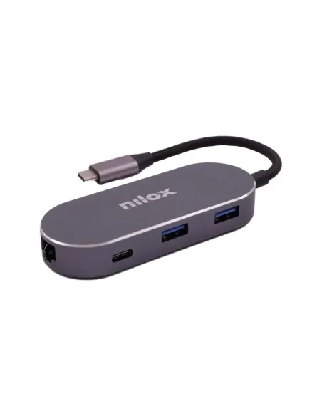 Hub nilox 3 x usb - usb tipo c -  hdmi -  rj45