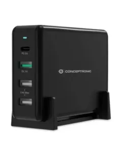 Cargador conceptronic ozul01b carga rapida pd 3 x usb tipo a - 1 x usb tipo c - 65w