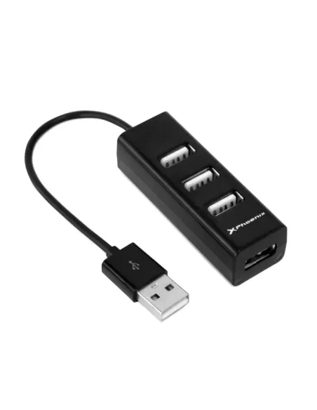 Hub usb portatil phoenix 4 puertos usb 2.0 cable conector usb flexible diseño compacto