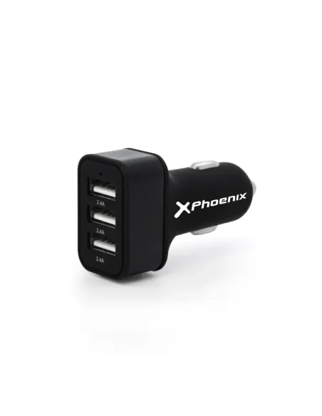 Cargador universal phoenix phcarcharger3usb para coche -  mechero  5v - 3 x usb 7.2a negro acabado en silicona