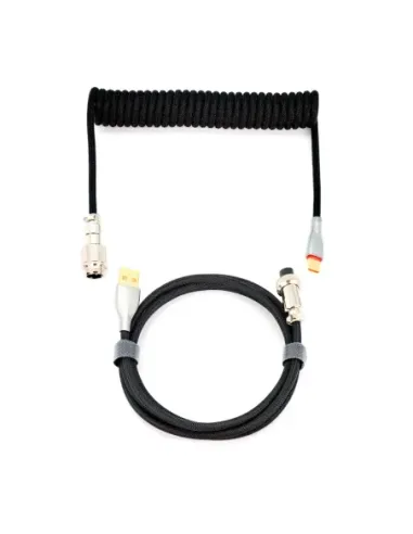 Phoenix kioru cable aviador en espiral con conector tipo c para teclados gaming negro