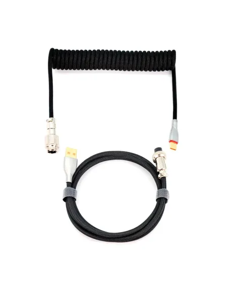 Phoenix kioru cable aviador en espiral con conector tipo c para teclados gaming negro