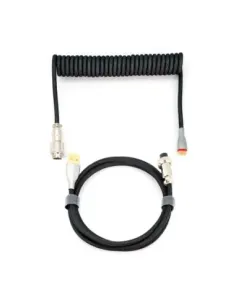 Phoenix kioru cable aviador en espiral con conector tipo c para teclados gaming negro y gris