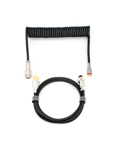 Phoenix kioru cable aviador en espiral con conector tipo c para teclados gaming negro y gris