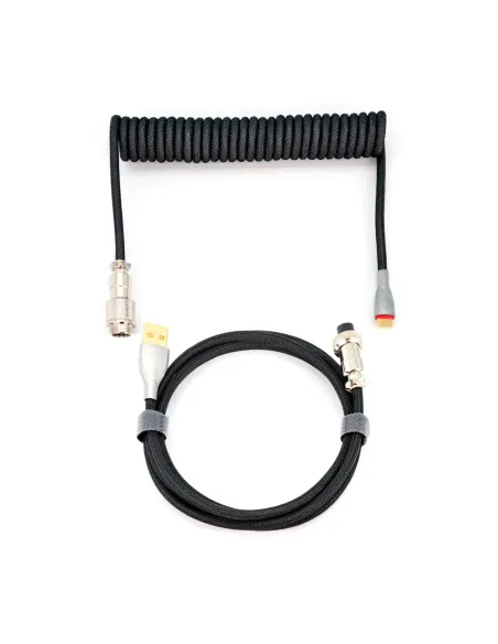 Phoenix kioru cable aviador en espiral con conector tipo c para teclados gaming negro y gris