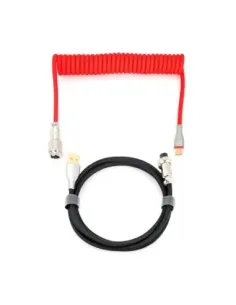 Phoenix kioru cable aviador en espiral con conector tipo c para teclados gaming negro y rojo