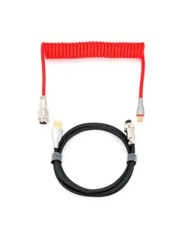 Phoenix kioru cable aviador en espiral con conector tipo c para teclados gaming negro y rojo