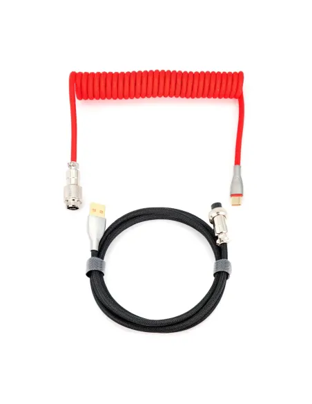 Phoenix kioru cable aviador en espiral con conector tipo c para teclados gaming negro y rojo