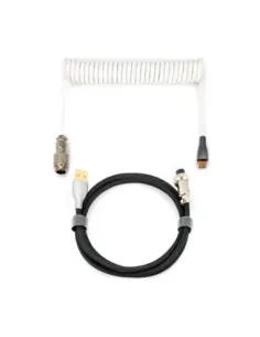 Phoenix kioru cable aviador en espiral con conector tipo c para teclados gaming negro y blanco