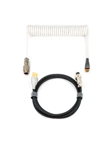 Phoenix kioru cable aviador en espiral con conector tipo c para teclados gaming negro y blanco