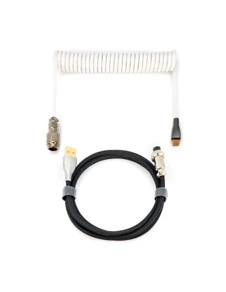 Phoenix kioru cable aviador en espiral con conector tipo c para teclados gaming negro y blanco