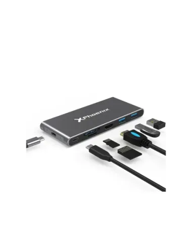 Docking caja externa phoenix para disco m.2 con hub usb tipo c 6 en 1