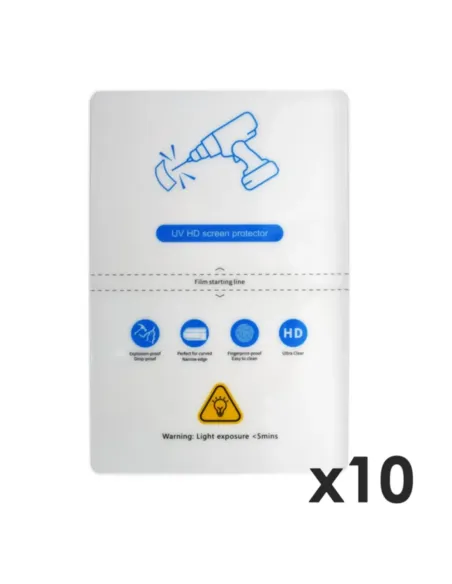 Laminas de fijacion qcharx hidrogel hd hibrida mediante ultravioleta uv pack 10 ud para qx1