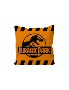 Cojin cuadrado caution logo naranja jurassic park envasado vacio