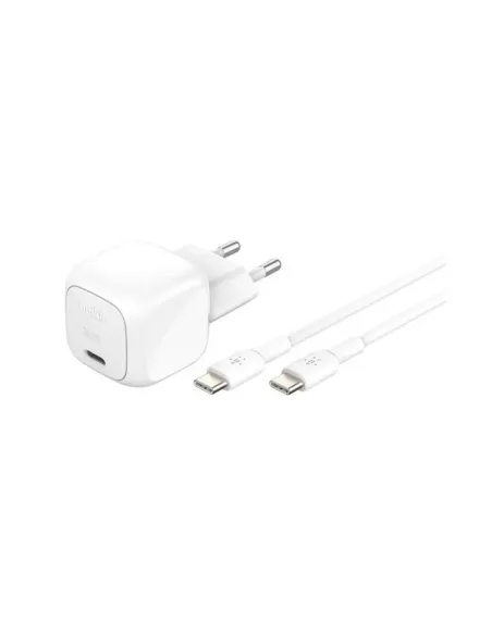 Cargador de pared belkin wca008kq1mwh - b6 30w usb tipo c + cable usb tipo c blanco