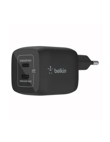 Cargador de pared belkin wch011vfbk 45w 2x usb tipo c negro