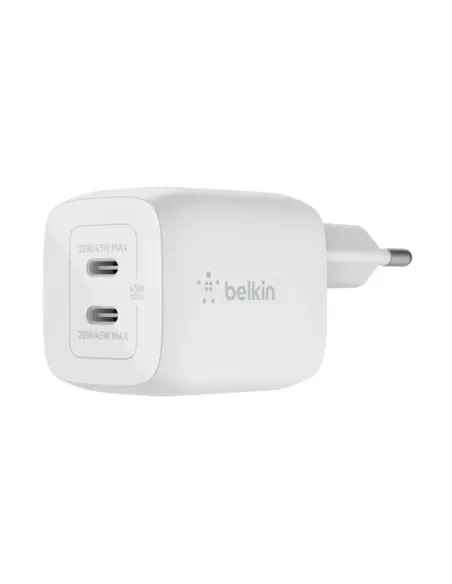 Cargador de pared belkin wch011vfwh 45w 2x usb tipo c blanco