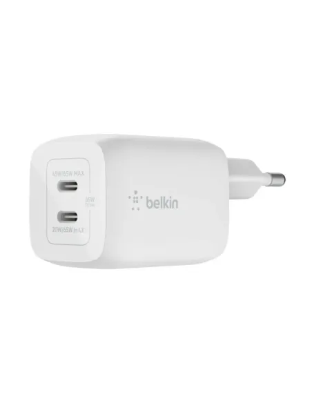 Cargador de pared belkin wch013vfwh 65w 2x usb tipo c blanco