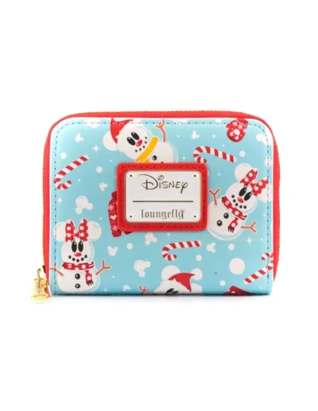 Monedero loungefly disney minnie y mickie muñecos de nieve aop