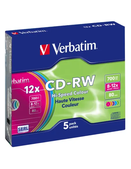 Verbatim CD-RW Colour 12x 700 MB 5 pieza(s)